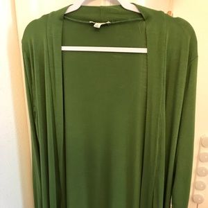 Emerald green open front cardigan